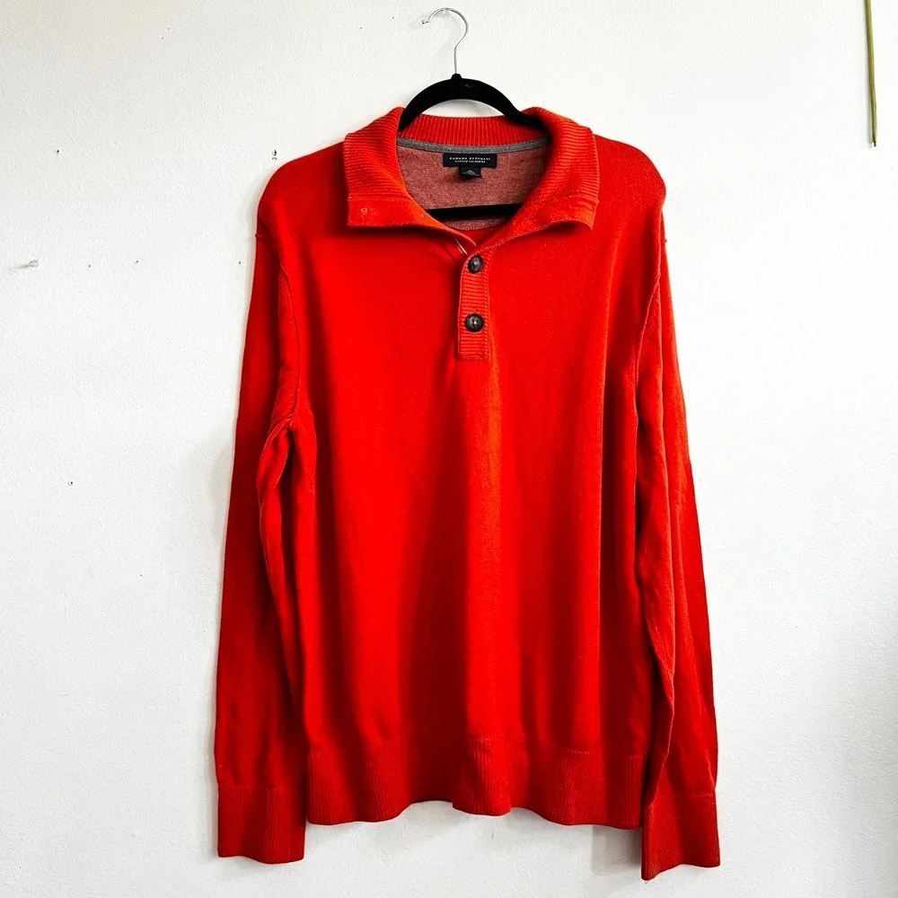 Banana Republic Sweater Mens Orange‎ Crewneck Cotton Cashmere Pullover Classic